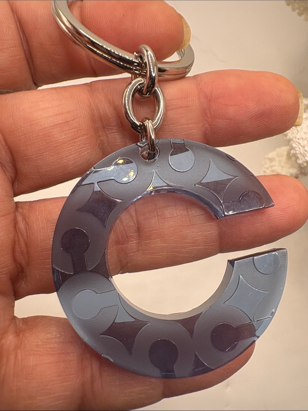 Coach Signature C Logo with Silver tone keychain